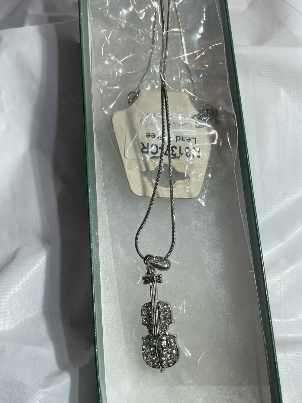 Guitar Pendant Necklace in Black & Gold NWT